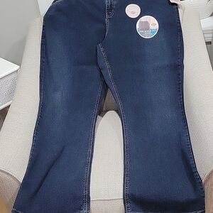 NWT- Dark Blue Flare & Wide Leg Jeans with Smooth Denim